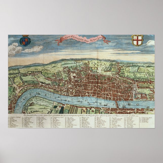 Póster Vista de Londres, c.1560 (Frente)