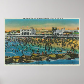 Póster Vista de los bañistas en los baños de Washington