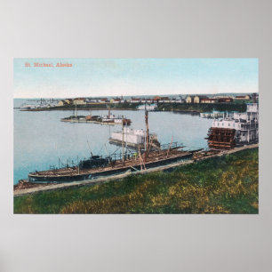 Póster Vista de los barcos en DockSt. Michael, AK