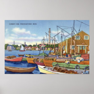 Póster Vista de los barcos en el puerto