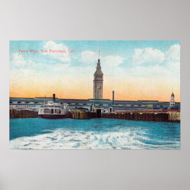 Póster Vista de los deslizamientos de ferry y la torre (Frente)