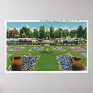 Póster Vista de los jardines del lago Chautauqua