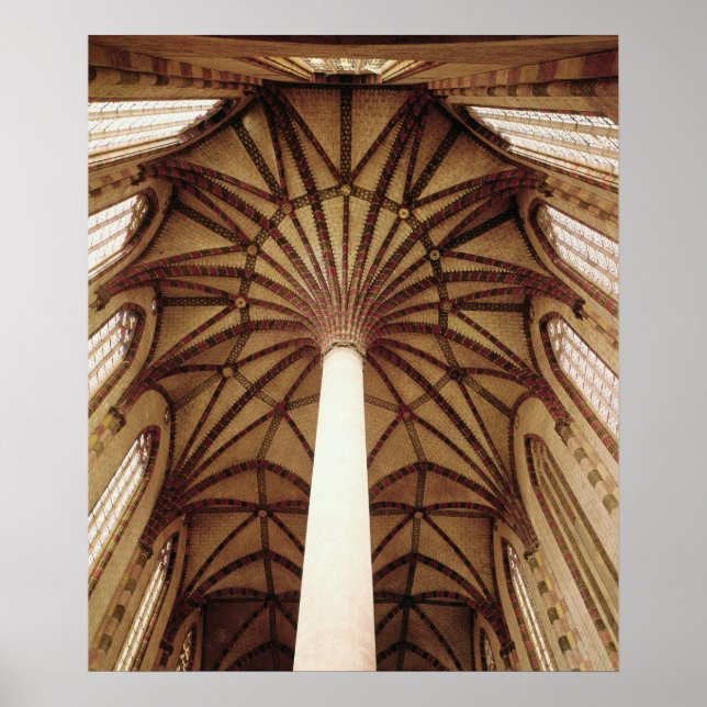 Póster Vista de los Vaulting del ventilador del techo (Frente)