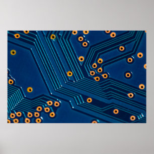 Póster Vista de macrocierre de tablero electrónico de ord