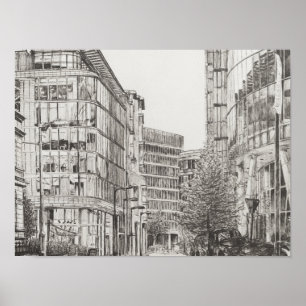 Póster Vista de Manchester Deansgate de cafe.2010