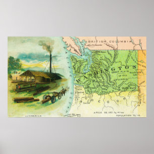 Póster Vista de mapa del estado con una escena de suplant