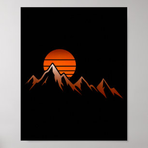Póster Vista de montaña excursionista montaña amanecer se
