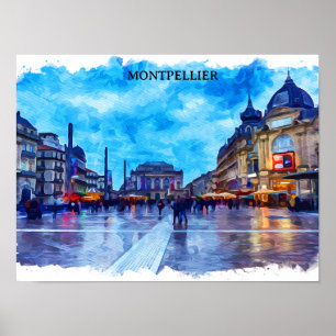 Póster Vista de Montpellier France Place de la Comédie