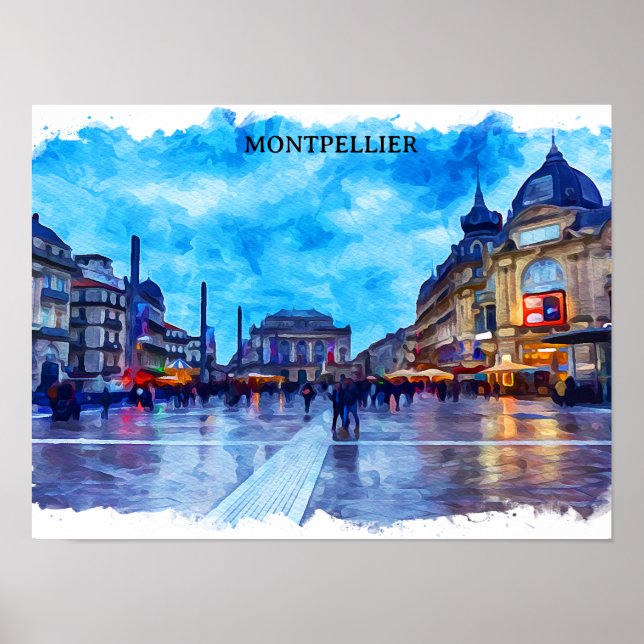 Póster Vista de Montpellier France Place de la Comédie (Frente)