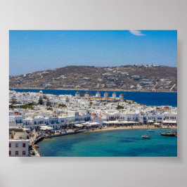 Póster Vista de Mykonos Grecia