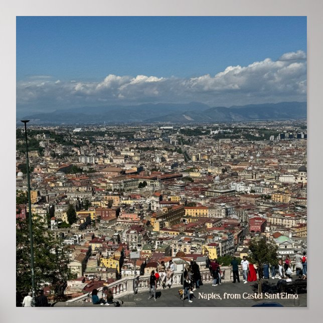 Póster Vista de Nápoles, Poster de Diseño de Italia (Frente)