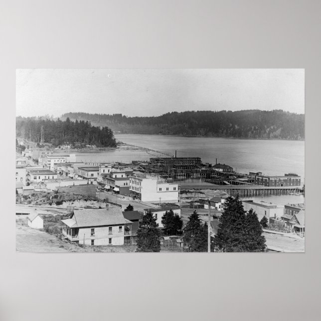 Póster Vista de North Bend, Fotografía de Oregon (Frente)