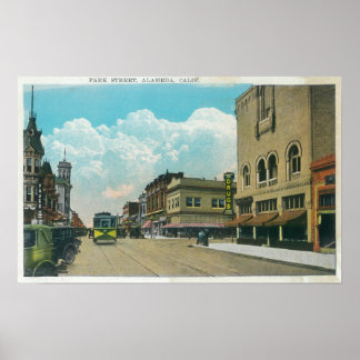 Póster Vista de Park Street, Street CarAlameda, CA