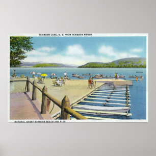 Póster Vista de playa y muelle desde Scaroon Manor
