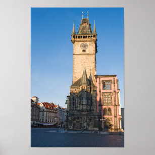 Póster Vista de Praga del reloj astronómico
