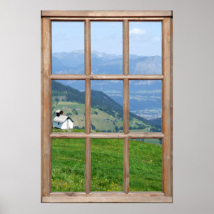 Póster Vista de precursor de alpes desde una ventana