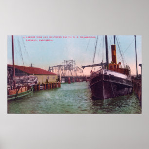 Póster Vista de puerto del SP RR DrawbridgeOakland, CA