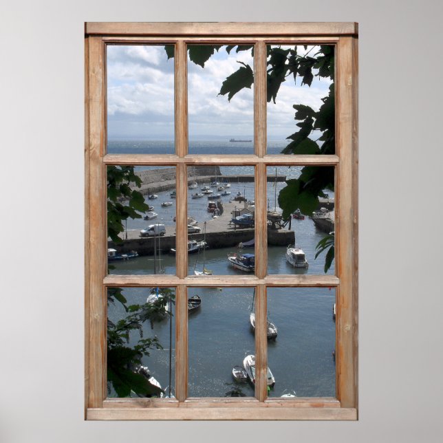 Póster Vista de puerto escocés desde una ventana (Frente)