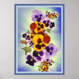 Póster vista de retrato de pansies