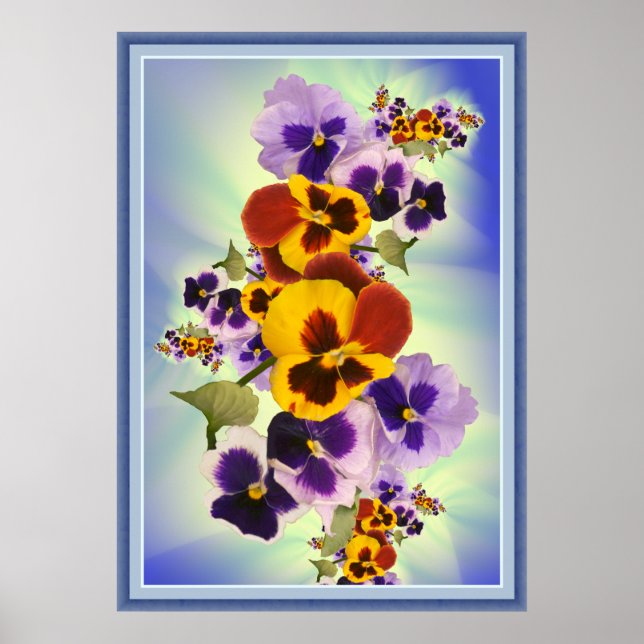 Póster vista de retrato de pansies (Frente)