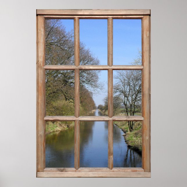 Póster Vista de río desde una ventana