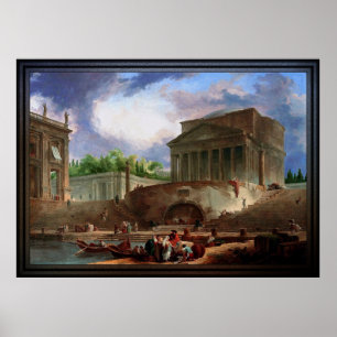 Póster Vista de Ripetta por Hubert Robert