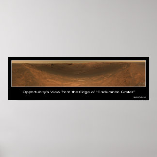 Póster Vista de Rover del cráter de aguante en Marte