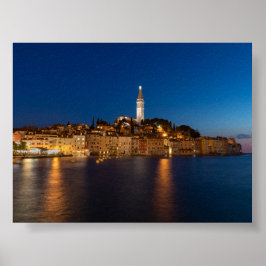 Póster Vista de Rovinj al atardecer
