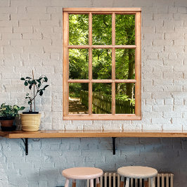 Póster Vista de ruta de acceso de Woodland desde una vent