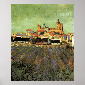 Póster Vista de Saintes-Maries por Vincent van Gogh