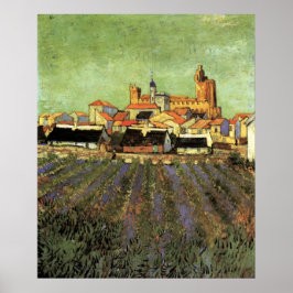 Póster Vista de Saintes Maries por Vincent van Gogh