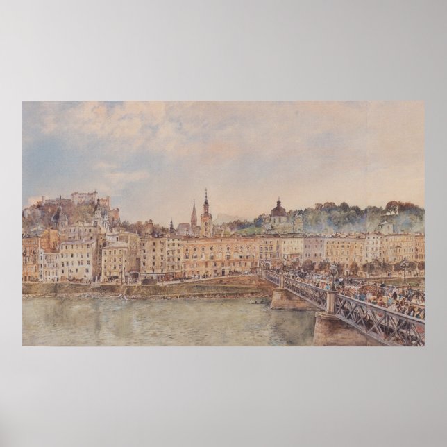 Póster Vista de Salzburgo (por Rudolf von Alt) (Frente)