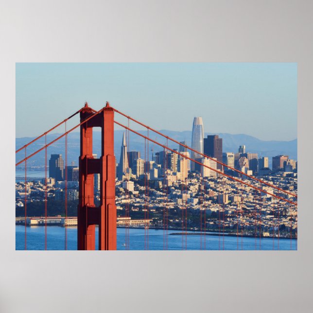 Póster Vista de San Francisco a través del puente Golden  (Frente)