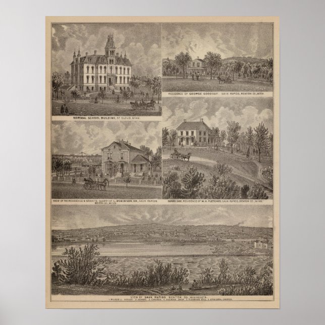 Póster Vista de Sauk Rapids, Minnesota (Frente)