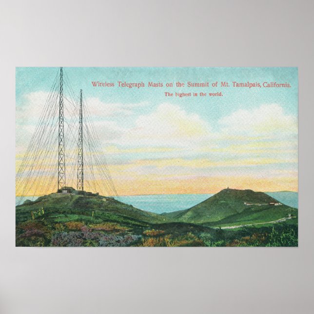 Póster Vista de torres telegráficas inalámbricas (Frente)
