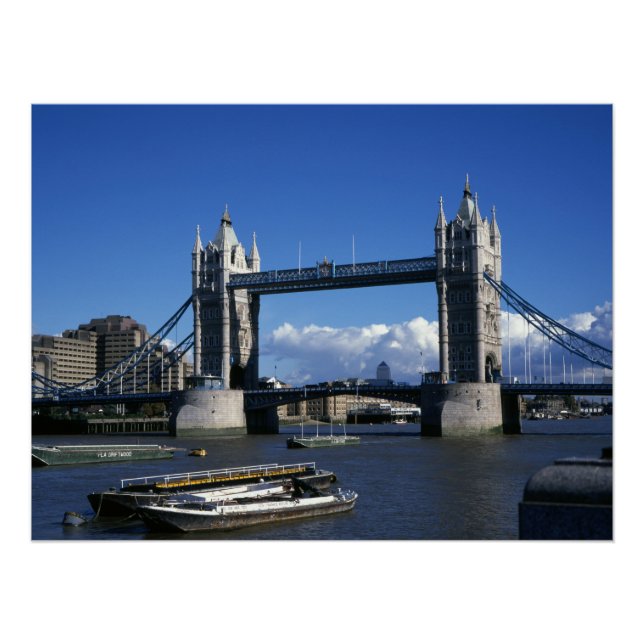 Póster Vista de Tower Bridge en los años 90 (Anverso)