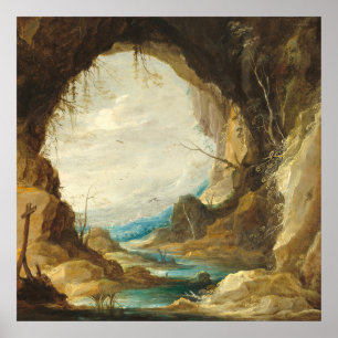 Póster Vista de un Bella Artes de Grotto - David Teniers