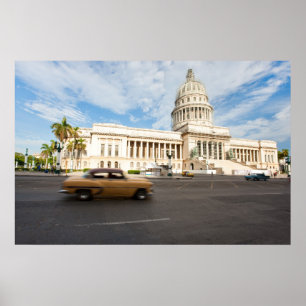 Póster Vista de un edificio del Capitolio en La Habana, C