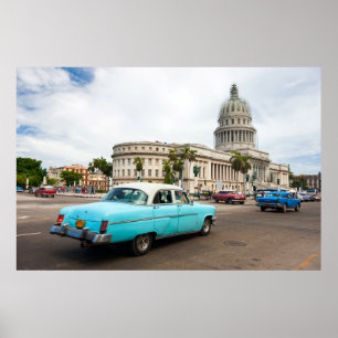 Póster Vista de un edificio del Capitolio en La Habana, C