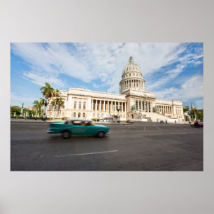 Póster Vista de un edificio del Capitolio en La Habana, C