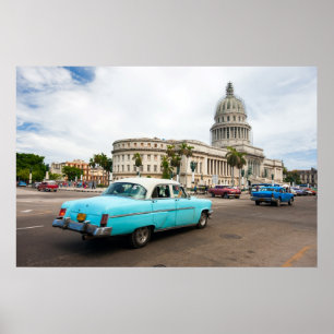 Póster Vista de un edificio del Capitolio en La Habana, C