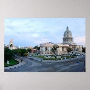 Póster Vista de un edificio del Capitolio en La Habana, C