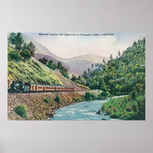 Póster Vista de un tren que va a Yosemite Valley (Frente)