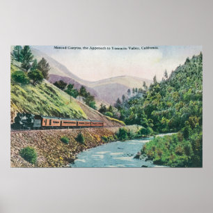 Póster Vista de un tren que va al valle de Yosemite