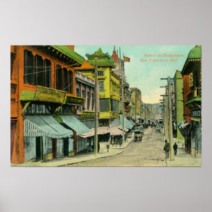 Póster Vista de una calle Chinatown
