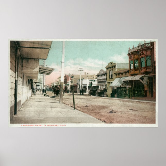 Póster Vista de una calle comercialMonterey, CA (Frente)