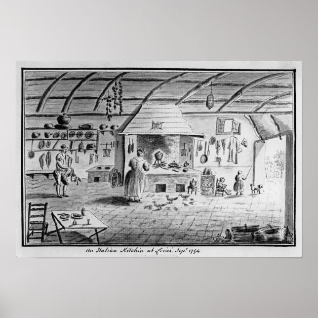 Póster Vista de una cocina italiana en Lerici (Frente)