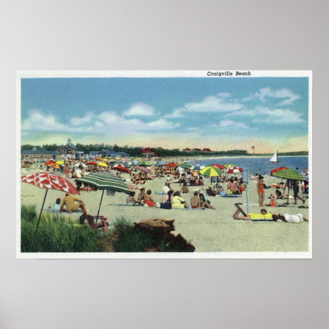 Póster Vista de una concurrida playa de Craigville (Frente)