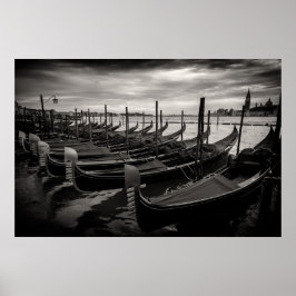 Póster Vista de Venecia Tradicional en Blanco y Negro