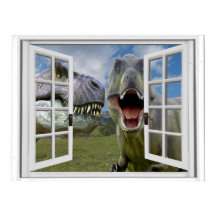 Vista de ventana de Faux de Dinosaurios T-Rex